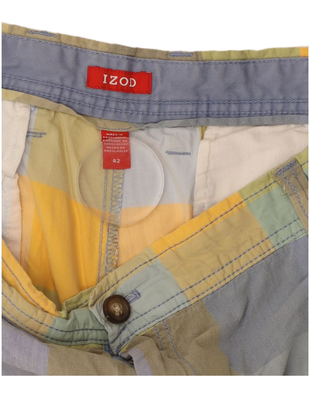 Izod Short Chino Homme W42 2XL Coton à Carreaux Multicolore