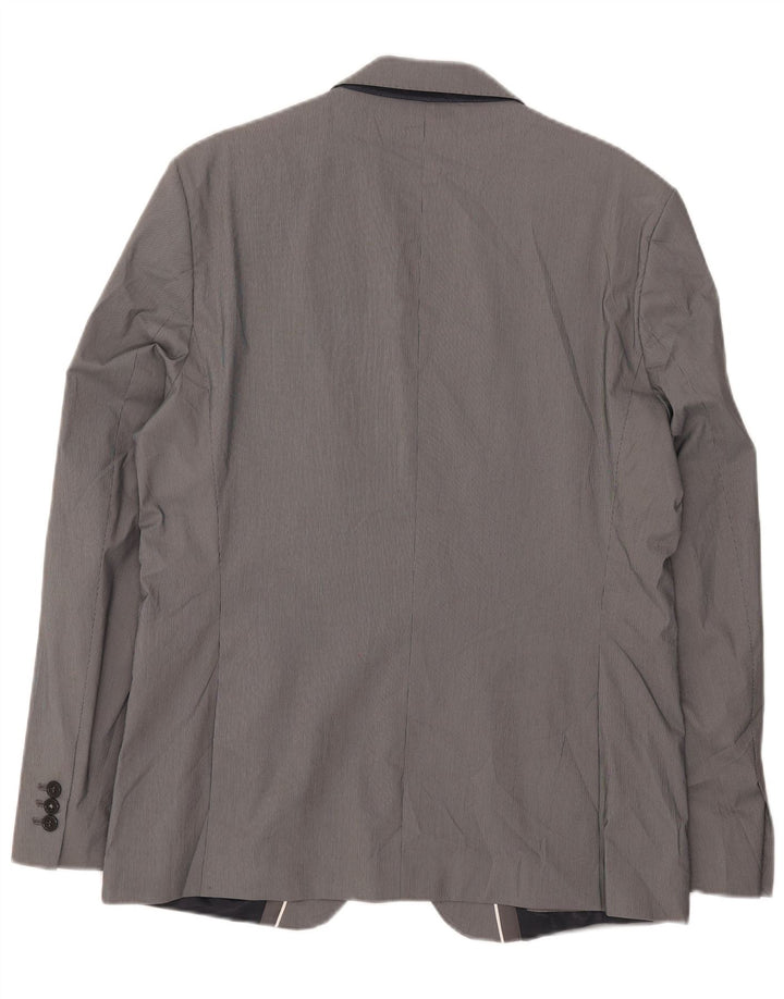 Zara Veste blazer à 2 boutons pour homme EU 54 XL Gris à fines rayures Polyester