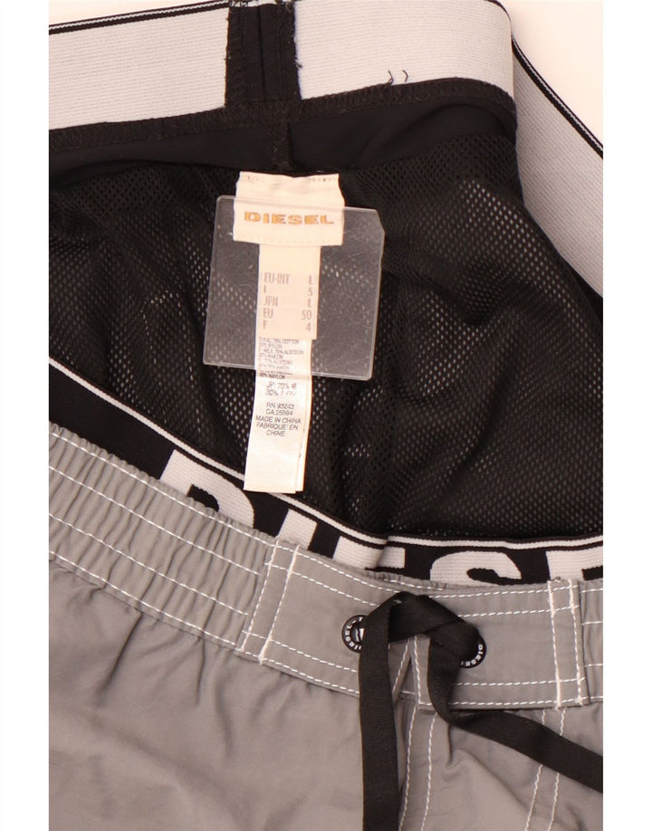 DIESEL Short de Bain Graphique Homme Grand Gris Coton