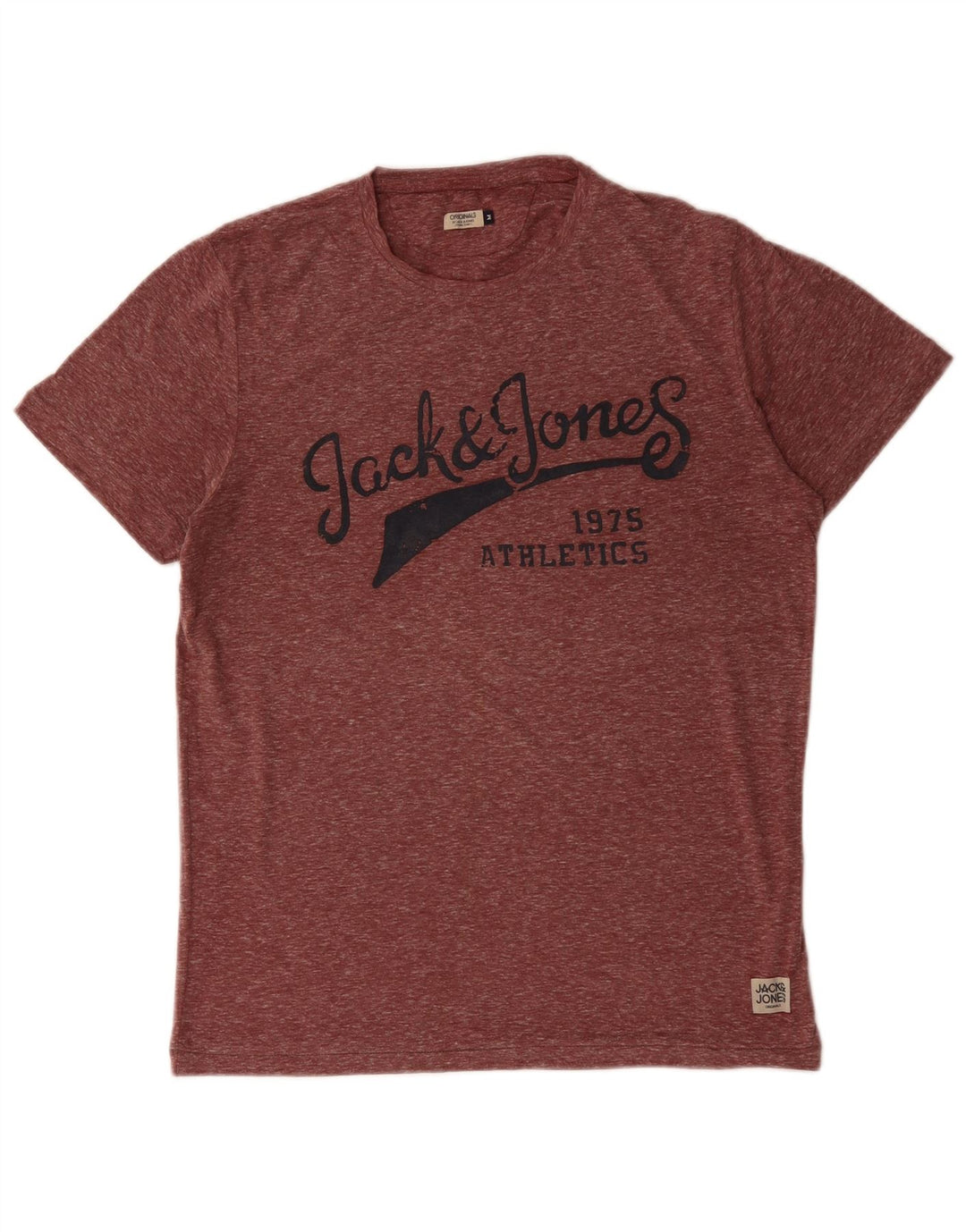 JACK & JONES T-Shirt Graphique Homme Bordeaux Moyen Moucheté Polyester