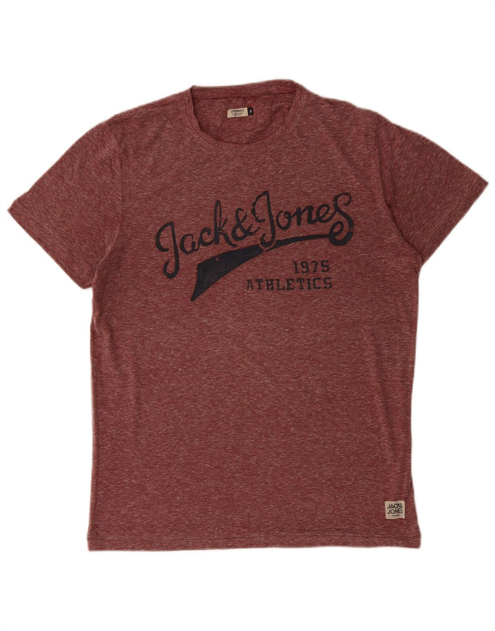 JACK & JONES T-Shirt Graphique Homme Bordeaux Moyen Moucheté Polyester