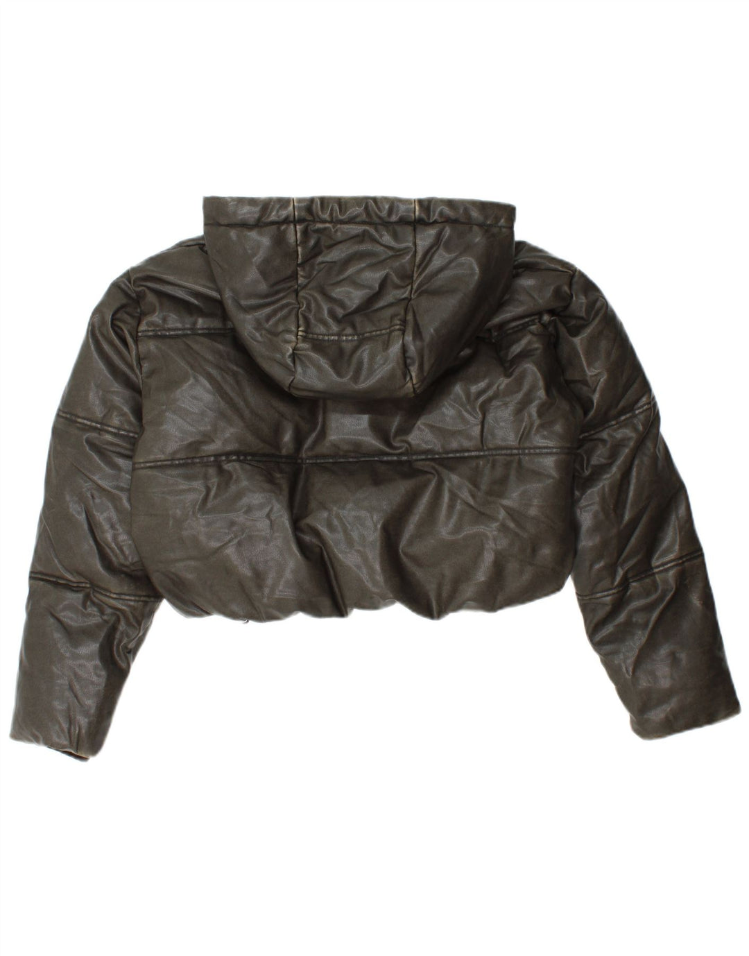 ZARA Veste matelassée à capuche surdimensionnée pour femme UK 10 Petit Kaki