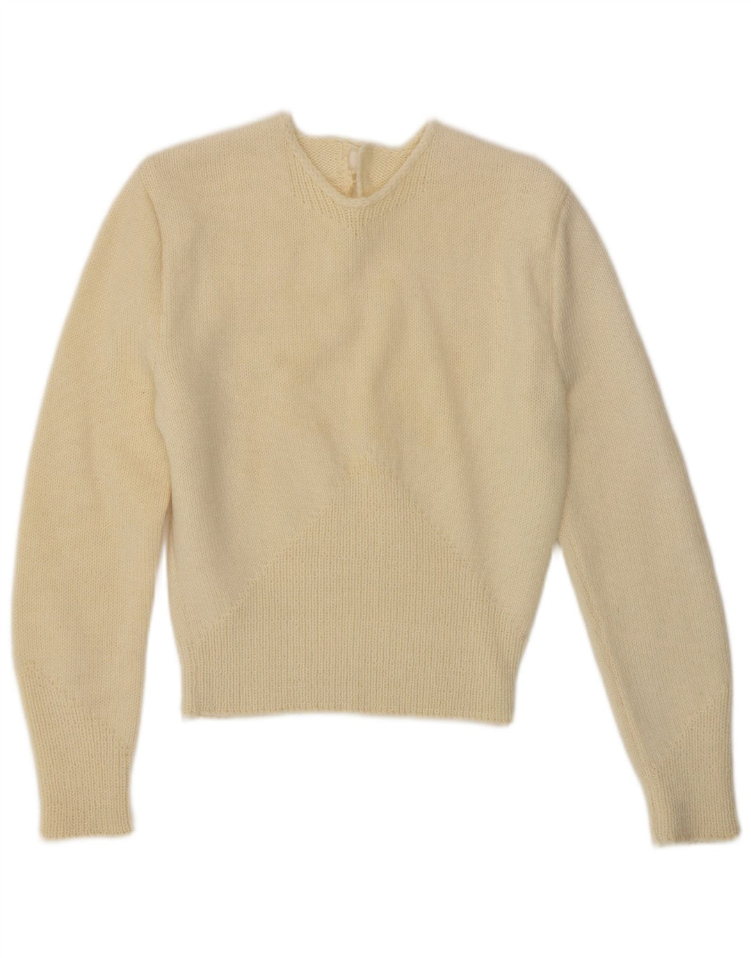 VINTAGE Pull ras du cou pour femme UK 10 Petit Blanc cassé