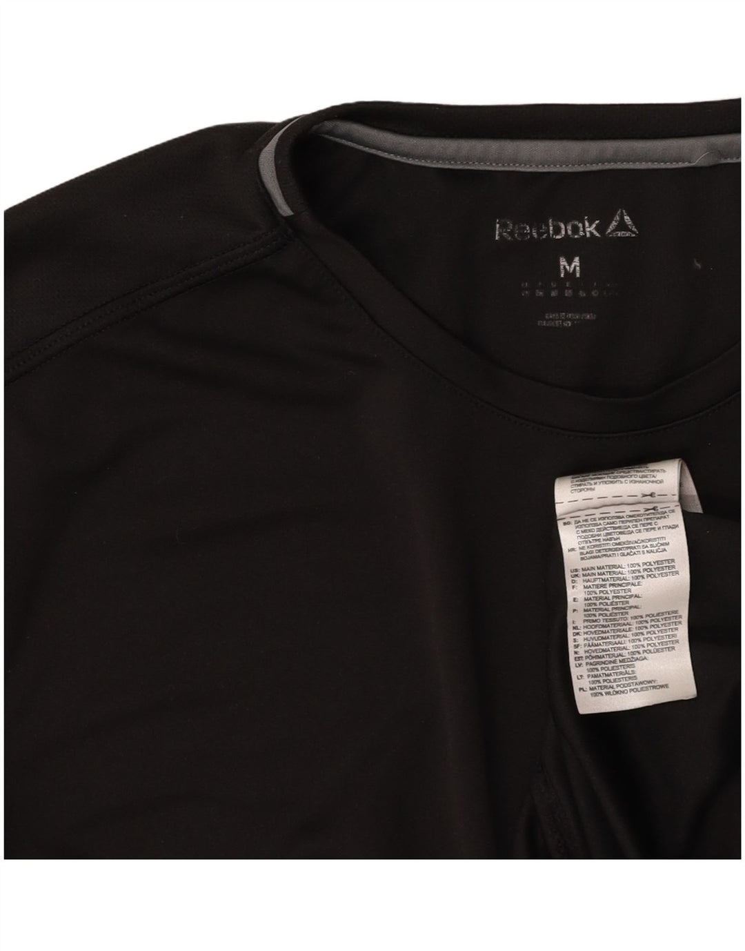 REEBOK T-Shirt Femme UK 44 Noir Moyen Polyester Colorblock