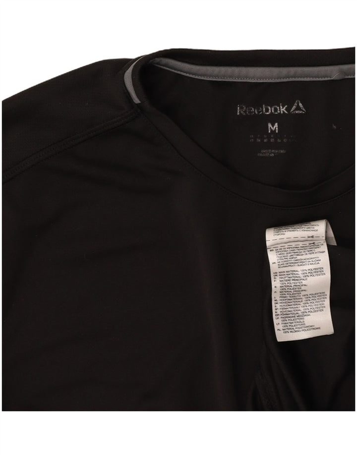 REEBOK T-Shirt Femme UK 44 Noir Moyen Polyester Colorblock