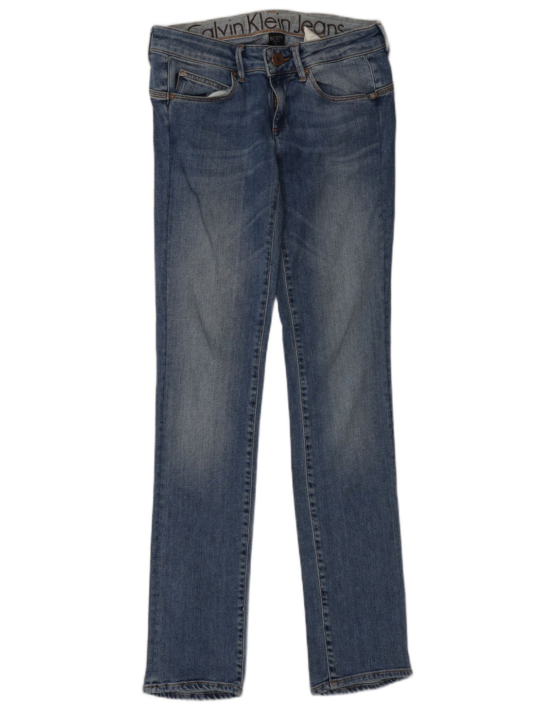 CALVIN KLEIN Jean Slim Femme W27 L33 Bleu Coton
