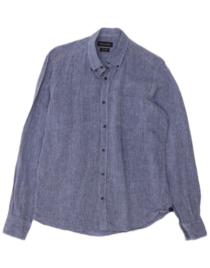 Massimo Dutti Chemise Homme Lin Bleu Moyen