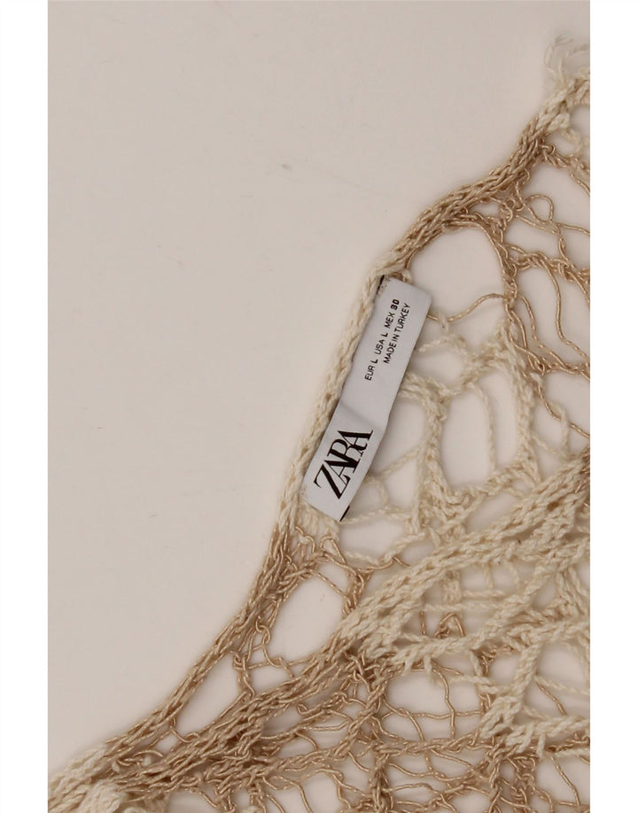 Zara Femme Crochet Poncho Top UK 16 Large Beige