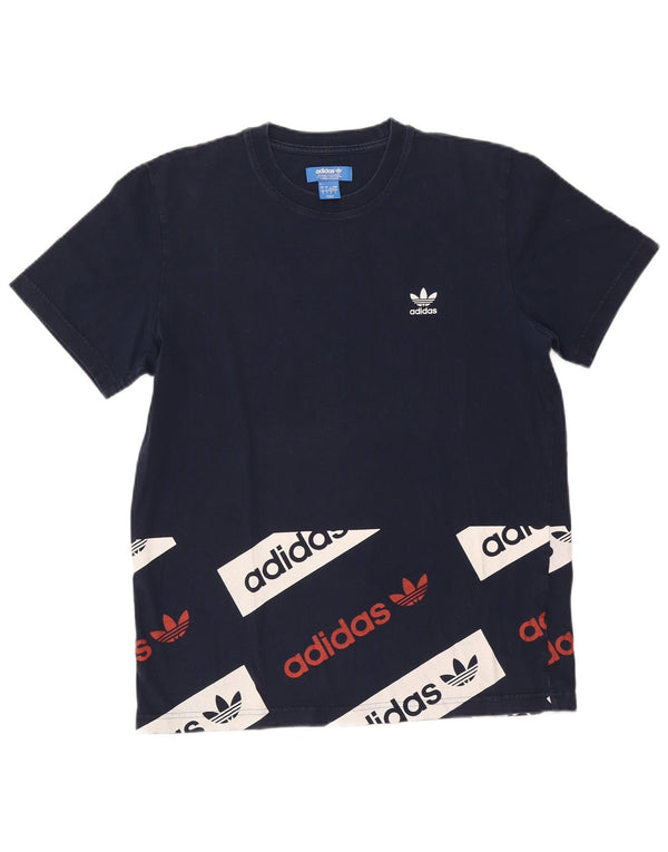 Adidas Mens Graphic T-Shirt Top Large Bleu Marine Coton