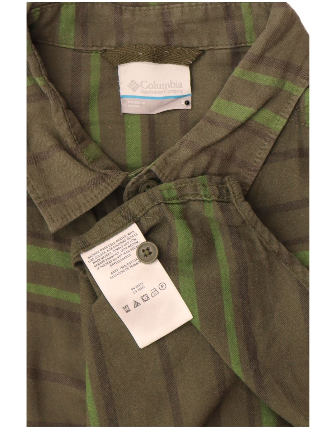 Columbia Chemise Flanelle Homme Petit Kaki Rayé Coton