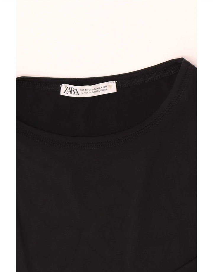 Zara Femme T-Shirt Top UK 12 Moyen Noir
