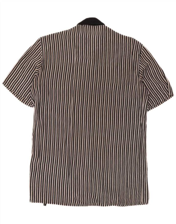 MESSORI Chemise à manches courtes pour homme Petite soie rayée noire