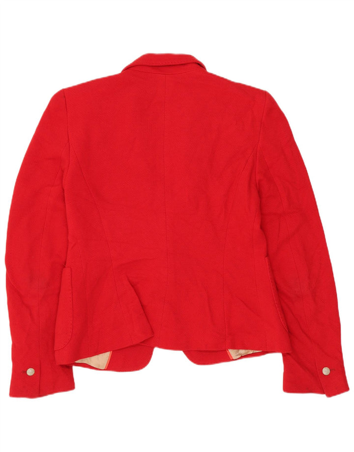 Zara Femme 1 Bouton Blazer Veste UK 10 Petit Rouge