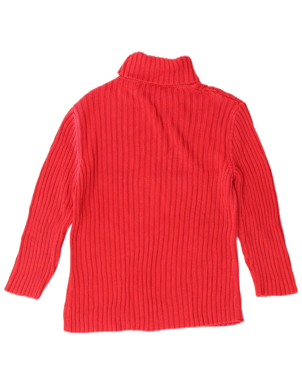 Benetton Pull col roulé pour femme UK 14 Grand Rouge Coton Classique
