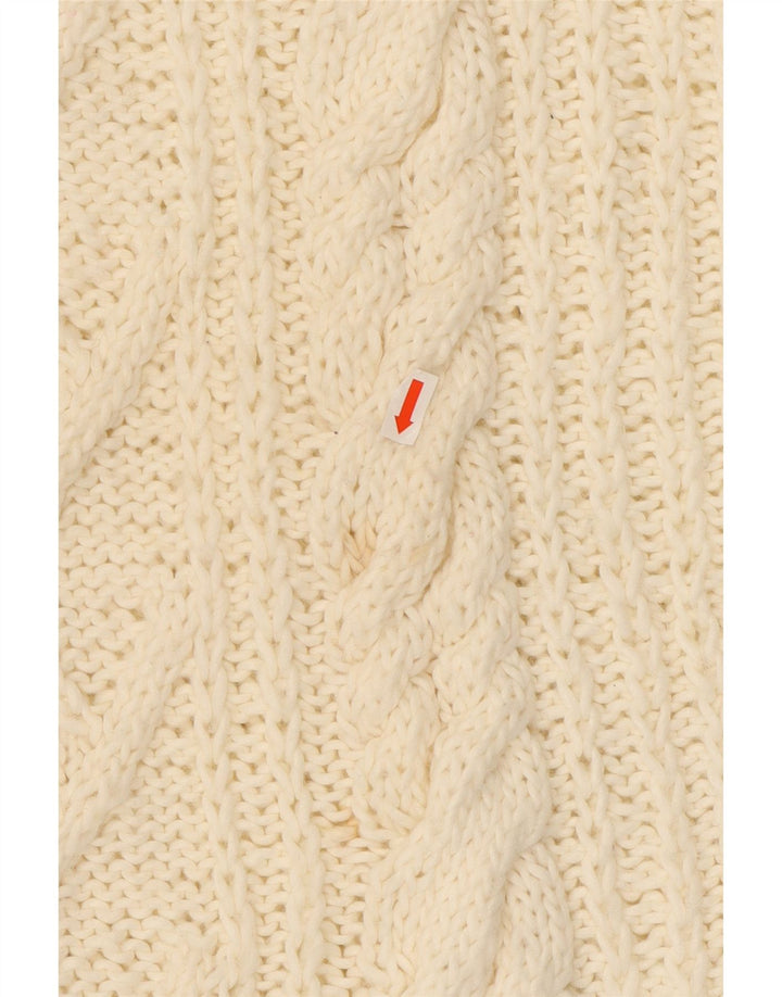 VINTAGE Pull col roulé femme UK 16 Large Off White