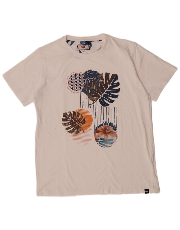 Carrera T-Shirt Graphique Femme UK 18 XL Blanc Floral Coton
