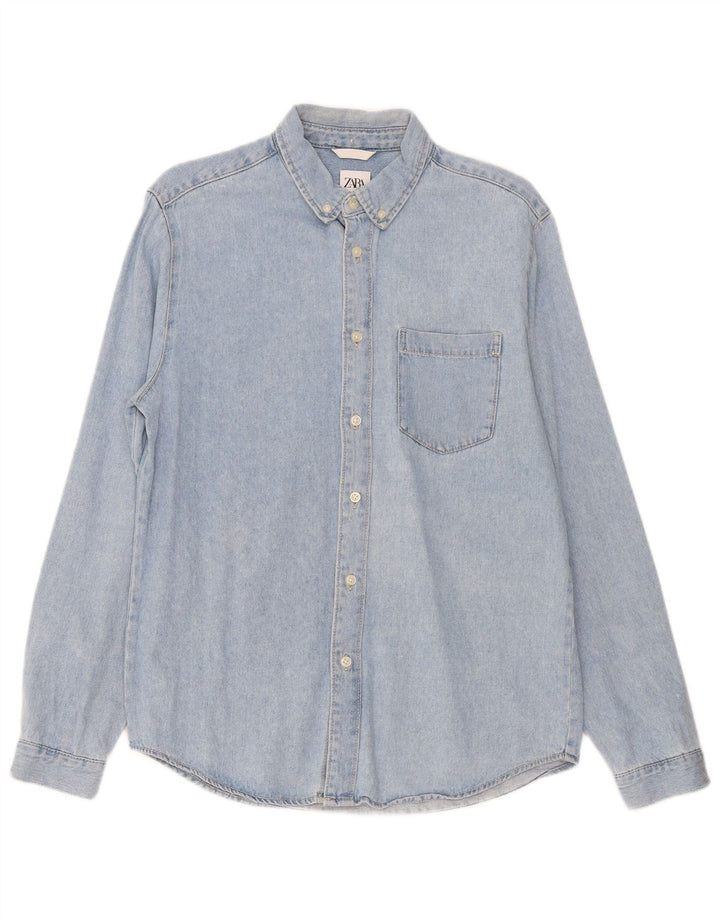Chemise En Jean Bleu Moyen Coton Zara Homme