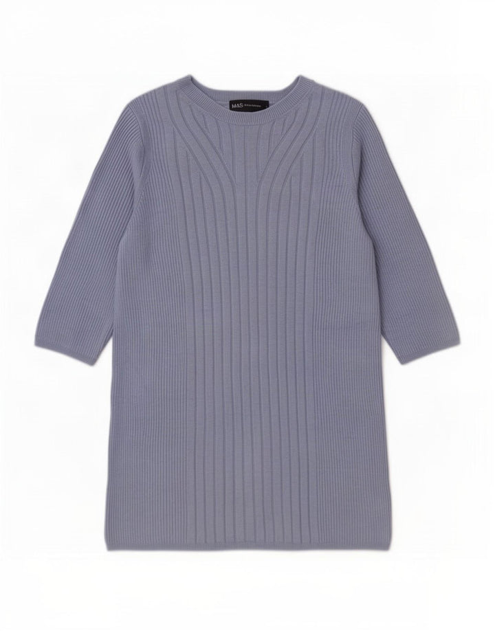 Marks & Spencer Pull à col rond pour femme UK 12 Bleu moyen