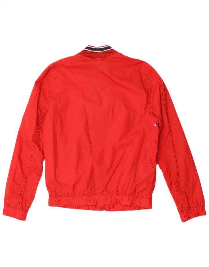 Tommy Hilfiger Veste Bomber Homme UK 38 Nylon Rayé Rouge Moyen