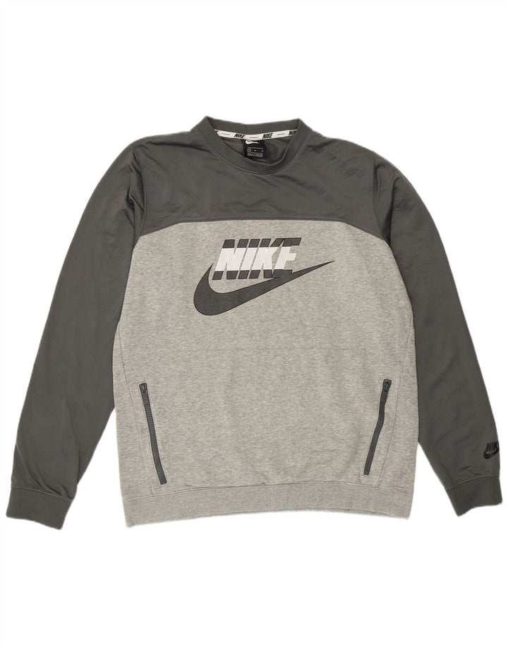 Nike Sweat-shirt graphique en coton color block gris moyen pour homme