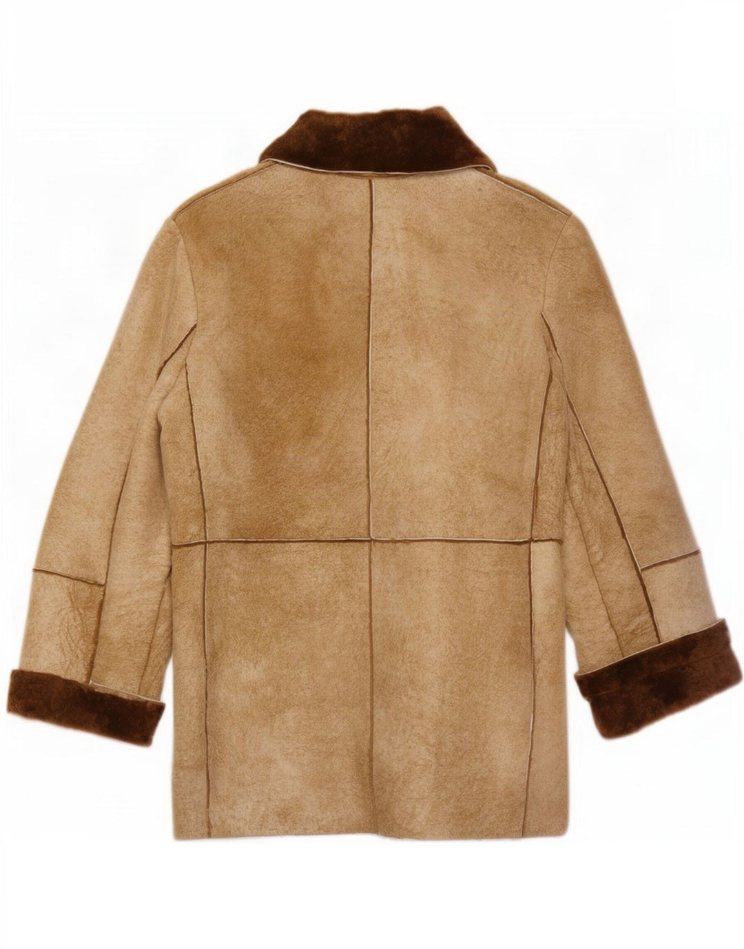 Veste Shearling Femme Vintage UK 14 Brun Moyen