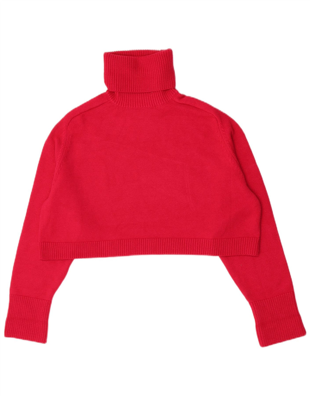 Zara Pull court à col roulé pour femme UK 14 Viscose rouge moyen