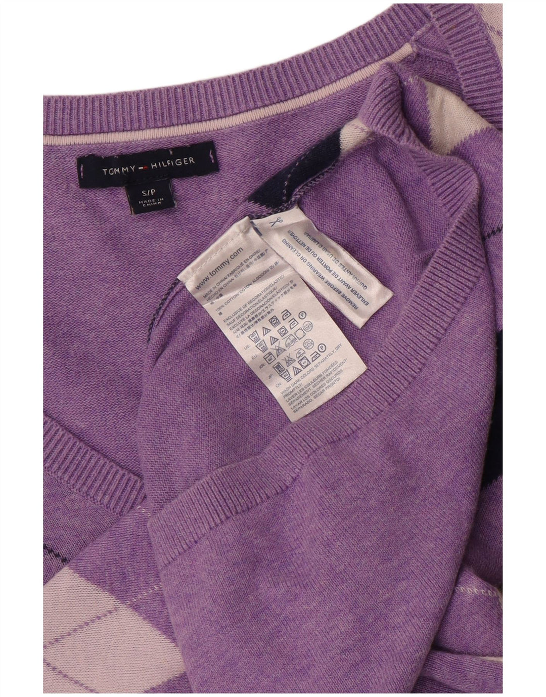 TOMMY HILFIGER Pull col en V pour femme UK 10 Small Violet