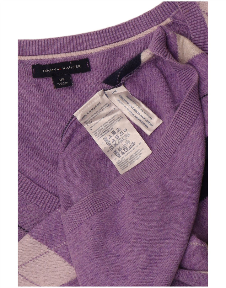 TOMMY HILFIGER Pull col en V pour femme UK 10 Small Violet
