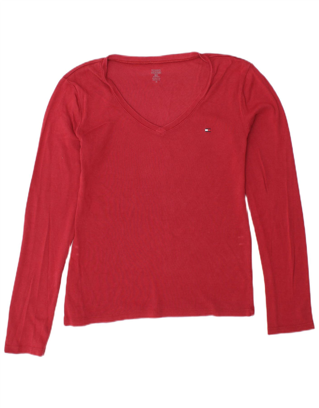 TOMMY HILFIGER Haut à manches longues pour femme UK 10 Small Rouge