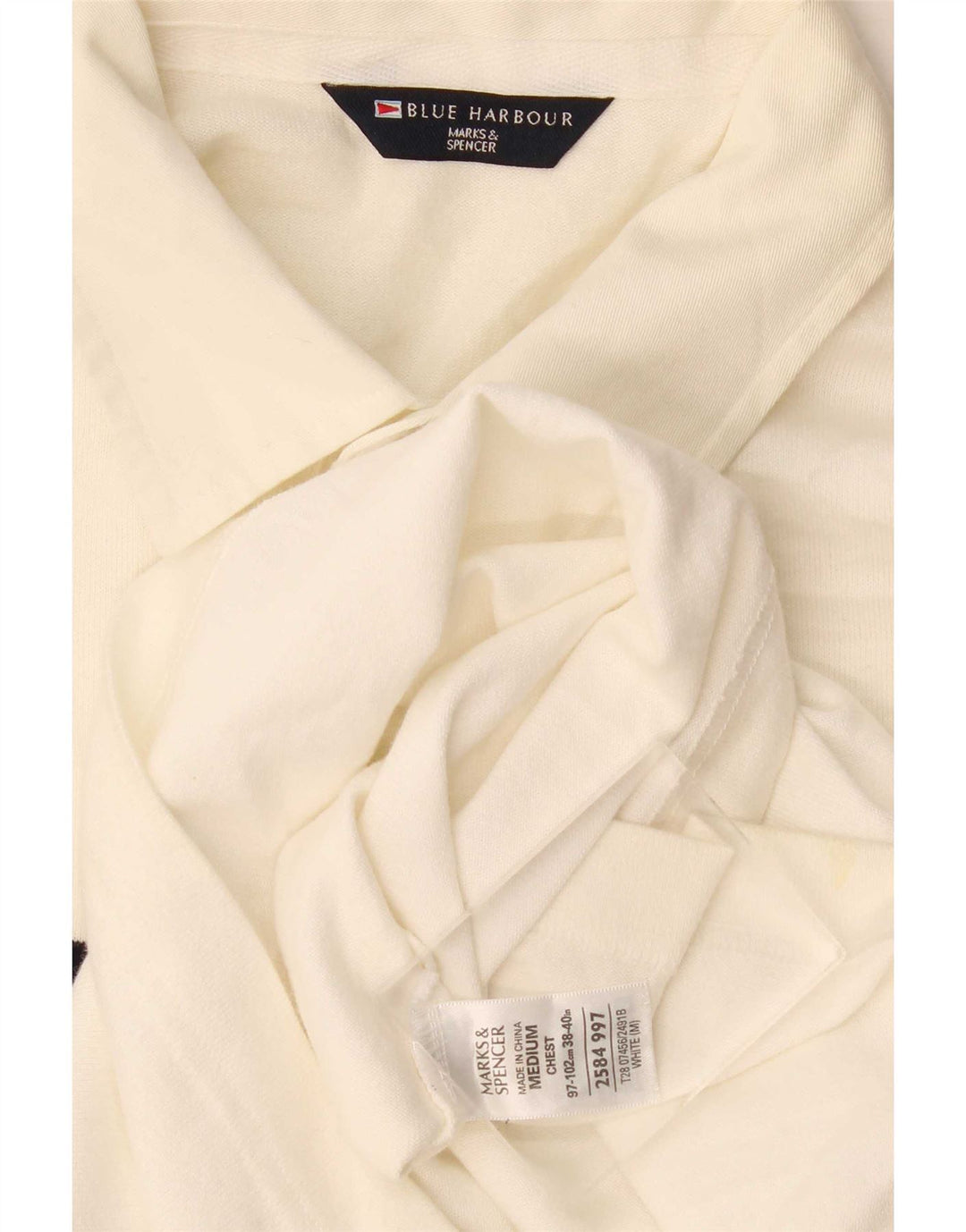 Marks & Spencer Polo Blue Harbor Homme Blanc Cassé Moyen Rayé