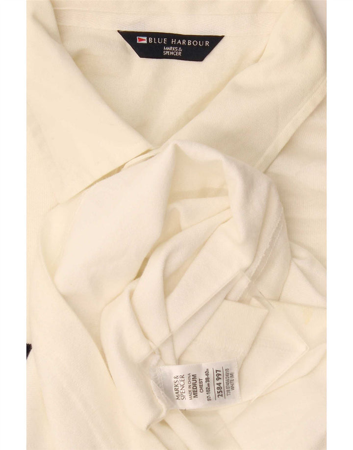 Marks & Spencer Polo Blue Harbor Homme Blanc Cassé Moyen Rayé