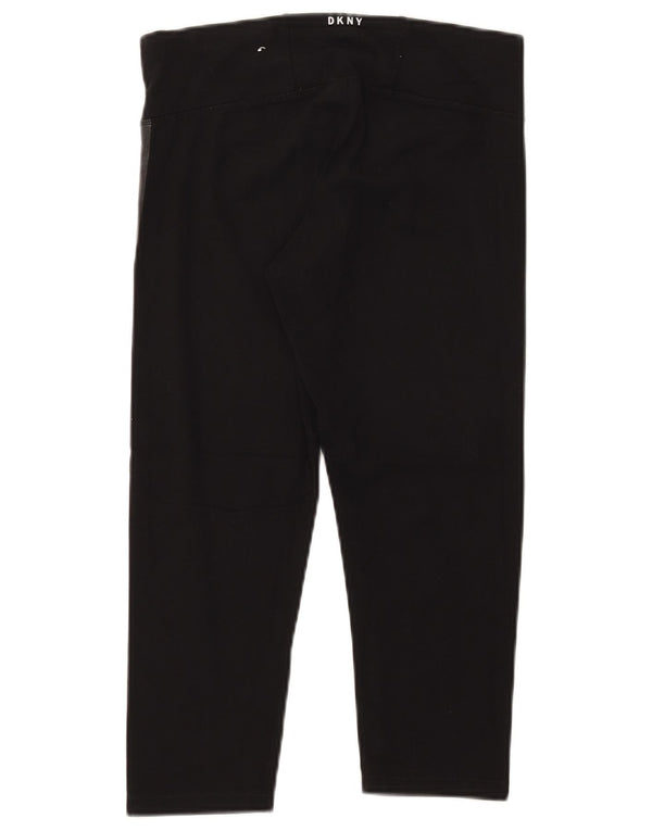 Dkny Leggings Capri Graphiques pour Femmes UK 12 Coton Colorblock Noir Moyen