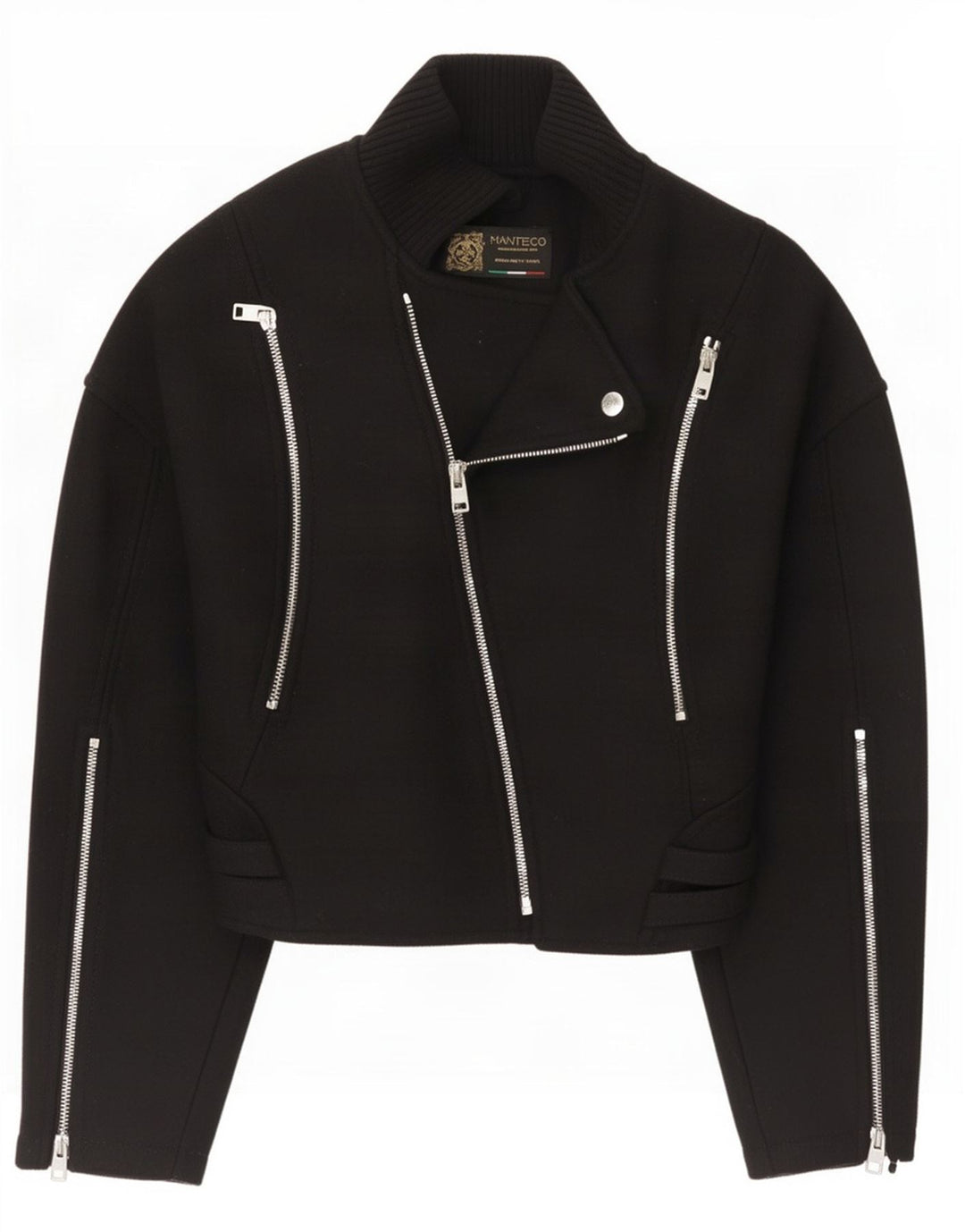 Zara Veste de motard pour femme UK 6 XS Laine noire