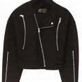 Zara Veste de motard pour femme UK 6 XS Laine noire