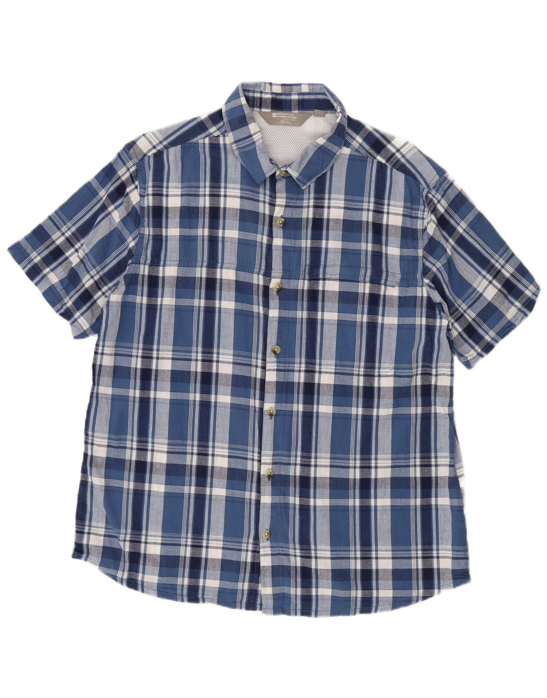 Mountain Warehouse Chemise à manches courtes pour homme en coton à carreaux bleus