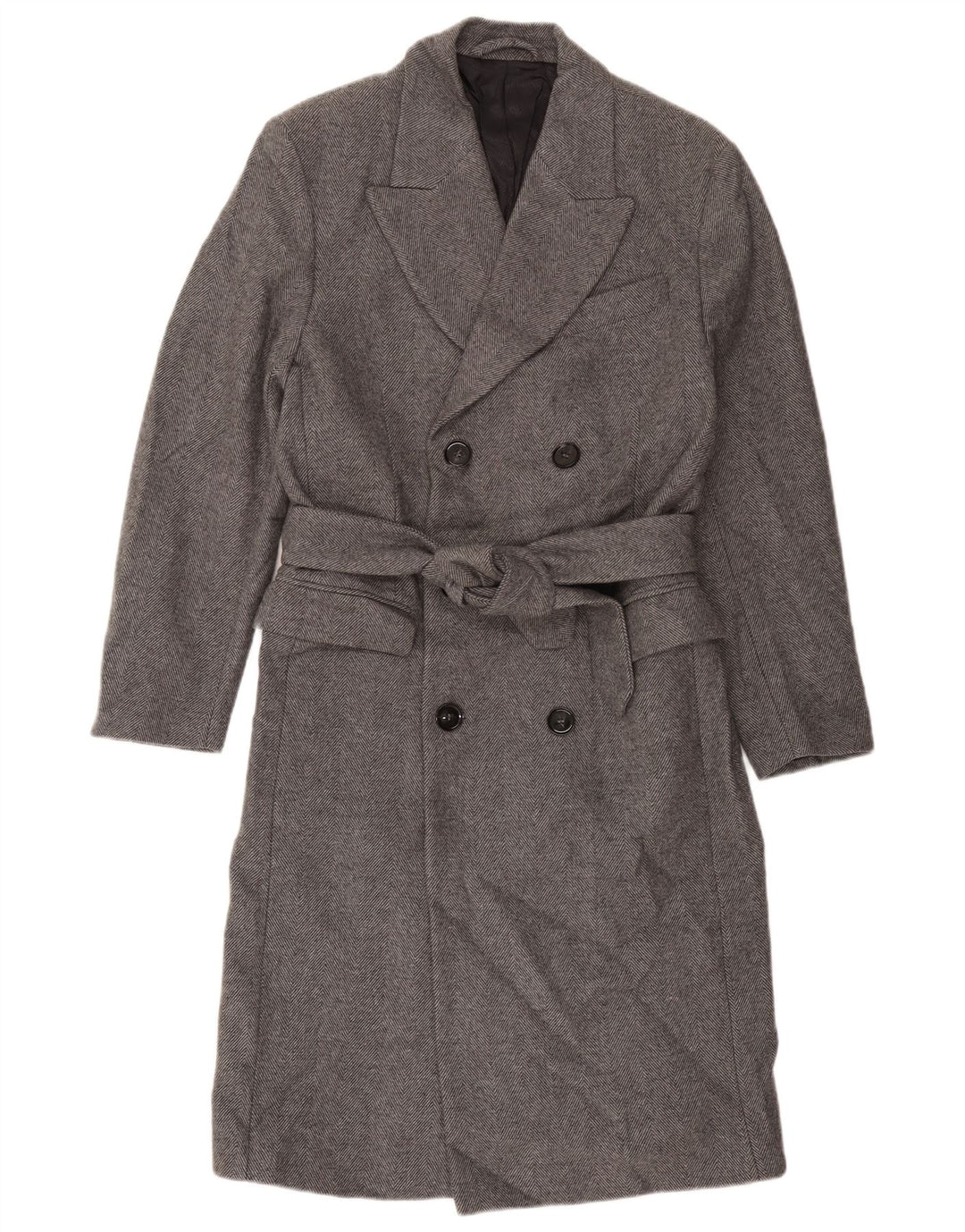 Zara Manteau croisé pour homme UK 38 Laine à chevrons gris moyen