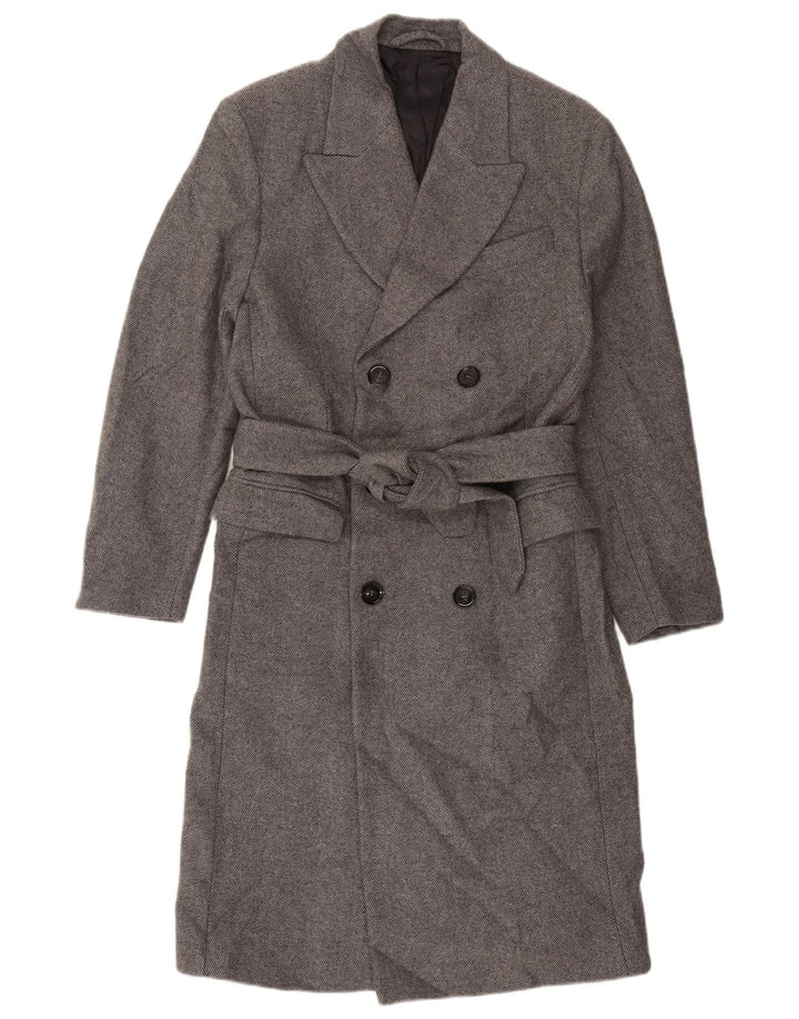 Zara Manteau croisé pour homme UK 38 Laine à chevrons gris moyen