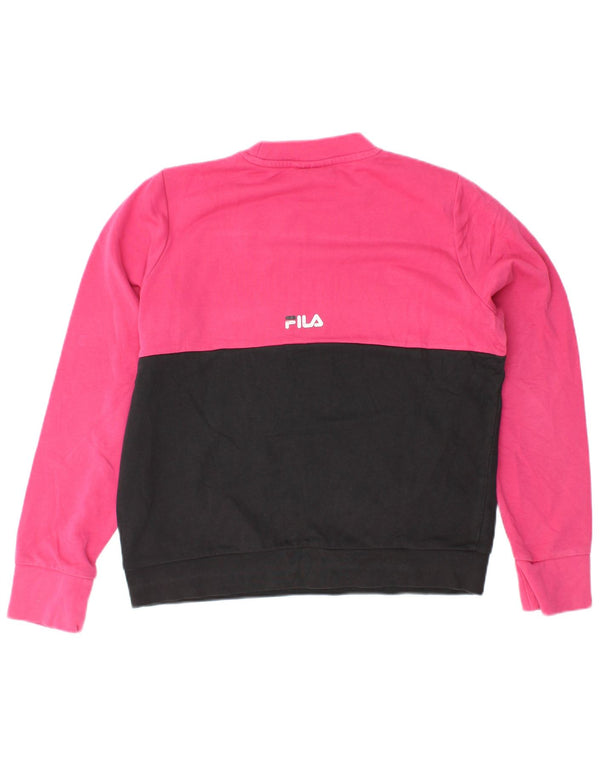 FILA Sweat-shirt surdimensionné pour femme UK 10 Small Rose Colourblock