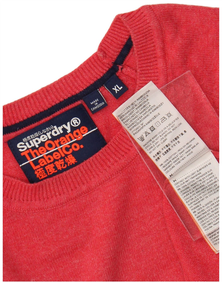 SUPERDRY Pull col rond homme XL Rouge Coton