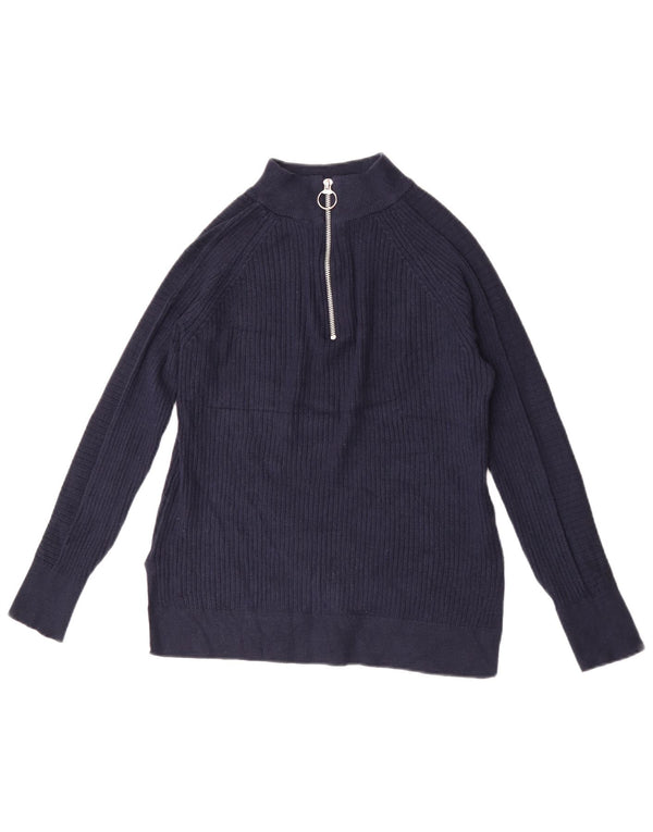 Marks & Spencer Pull à col zippé pour femme UK 10 Small Bleu marine
