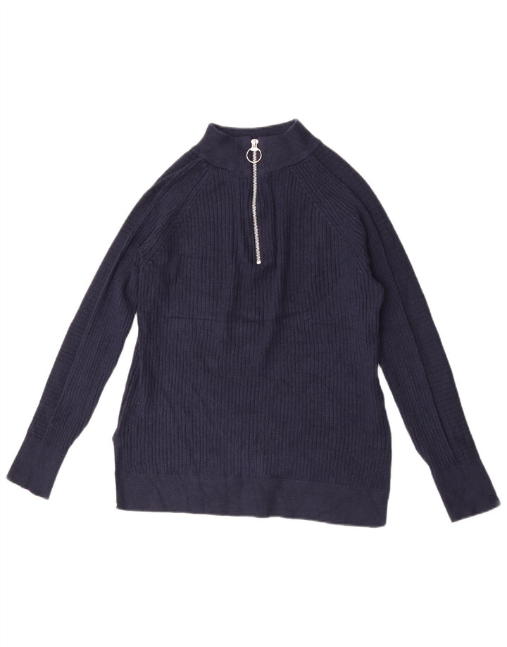 Marks & Spencer Pull à col zippé pour femme UK 10 Small Bleu marine