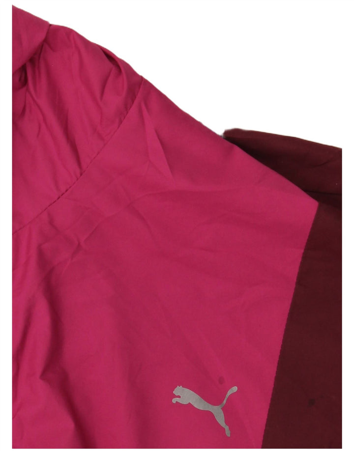 PUMA Veste de pluie à capuche surdimensionnée pour femme UK 10 Small Rose Colourblock