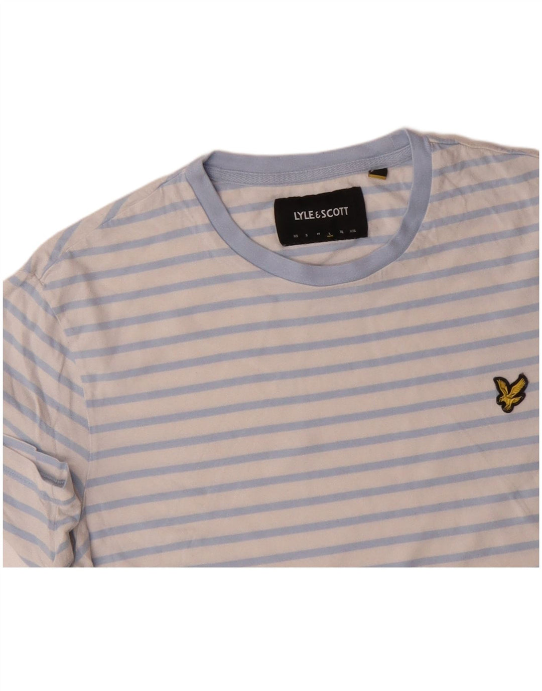 LYLE & SCOTT Femme T-Shirt Top Large Blanc Rayé Coton