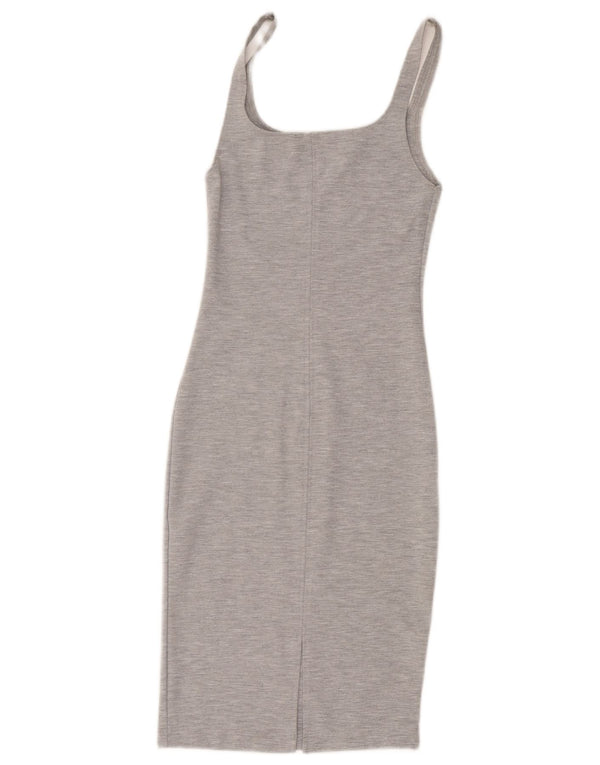 Zara Femmes Trafaluc Robe Moulante Sans Manches UK 8 Petit Gris Moucheté