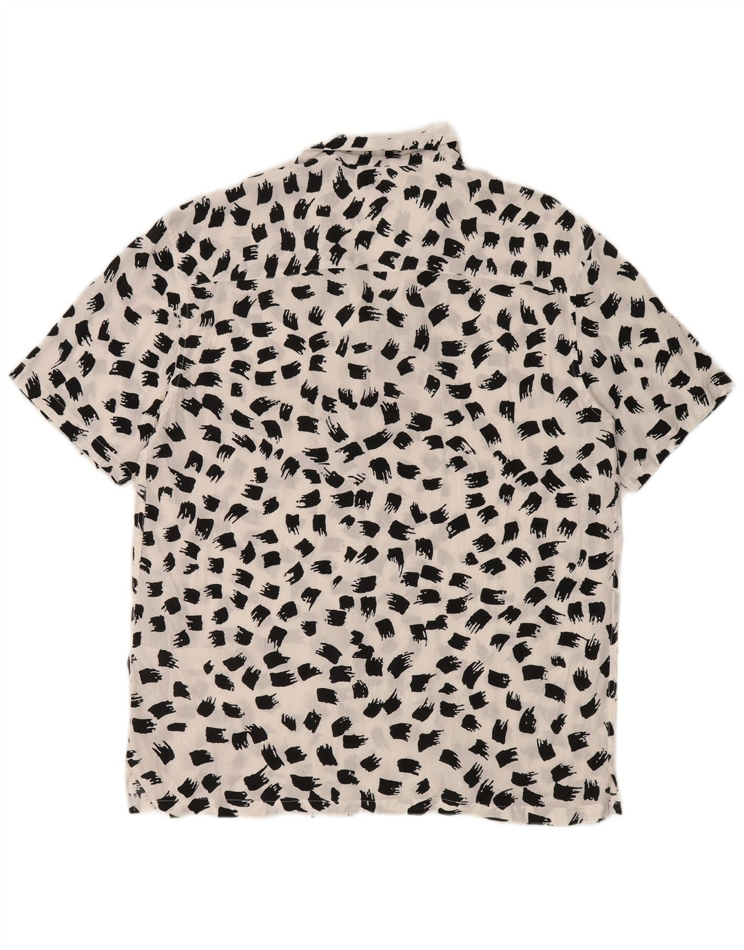 Zara Chemise à manches courtes pour hommes, coupe régulière, grande viscose mouchetée blanche