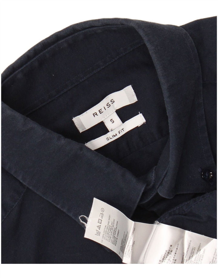 REISS Chemise Slim Fit Petit Bleu Marine Coton Homme