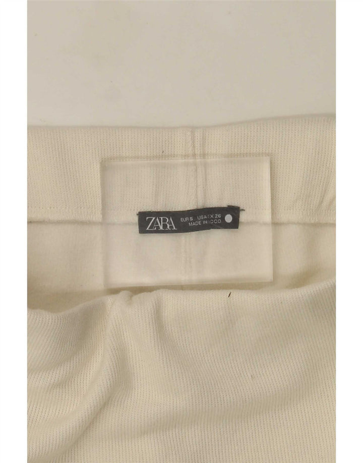 Zara Femme Jupe Midi Small W26 Blanc Cassé