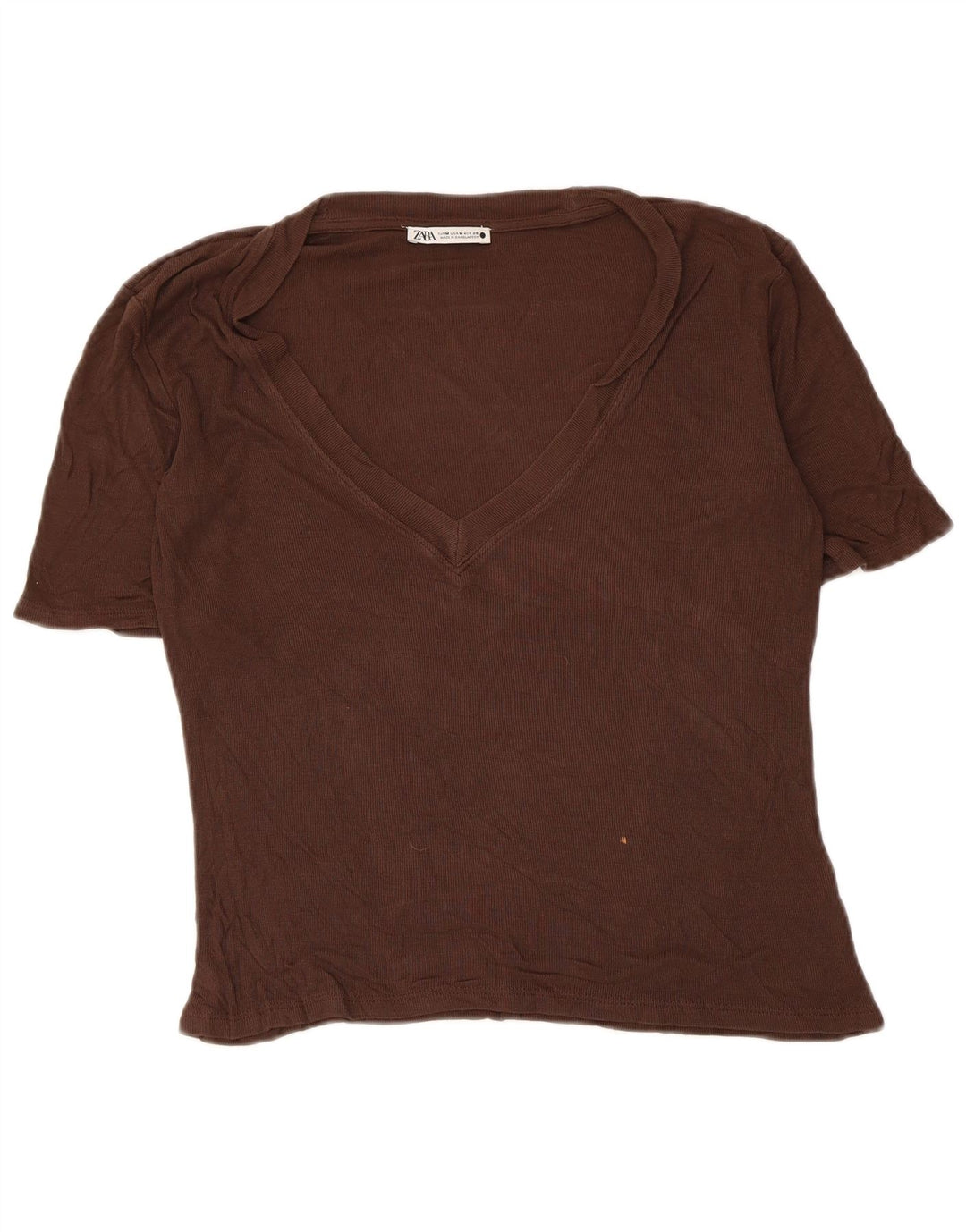Zara T-Shirt Femme UK 12 Marron Moyen