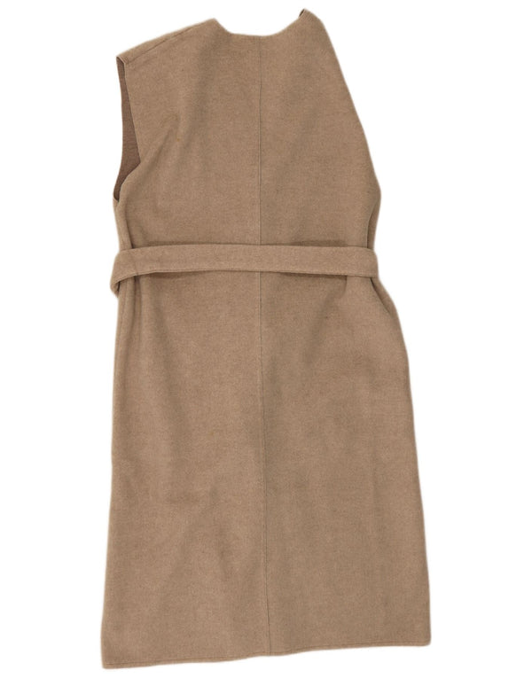 Zara Cardigan long sans manches pour femme UK 14 Beige moyen