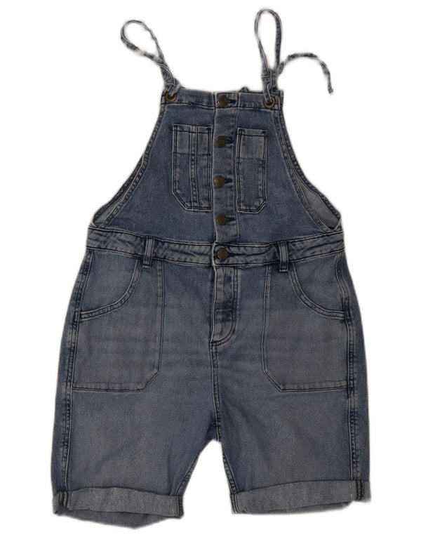 Fat Face Salopette short en jean pour femme UK 12 Medium W30 Bleu coton